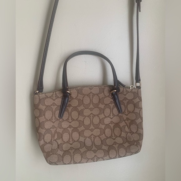 Coach Mini Kelsey Satchel In Signature Jacquard F27580 Brown tan crossbody - Picture 10 of 14